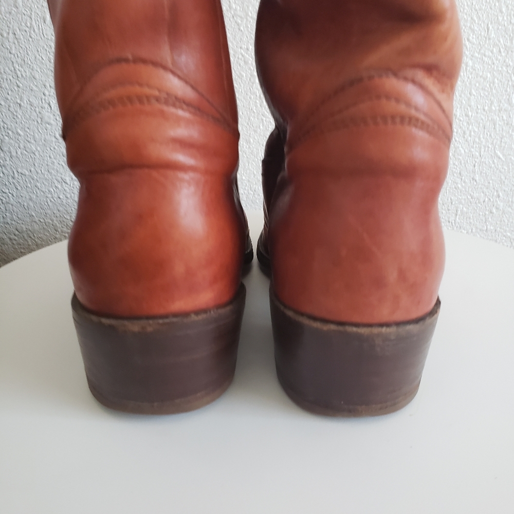Frye Chestnut Brown Leather Western Pull-On Boots - Picture 15 of 15